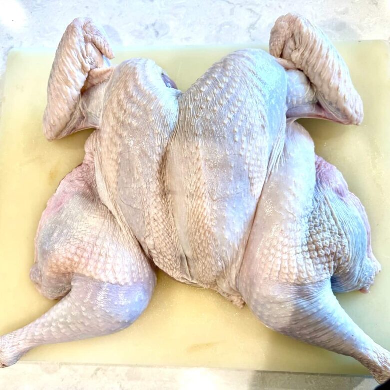 smoked spatchcock turkey drying.
