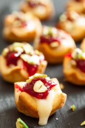cranberry brie bites freshly baked.