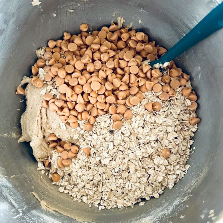 butterscotch chips added to oatmeal butterscotch cookies.