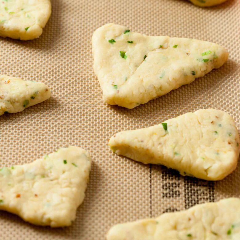 savory scones cut and shaped.