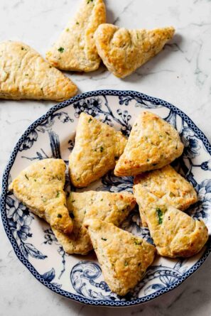 savory scones on a plate.