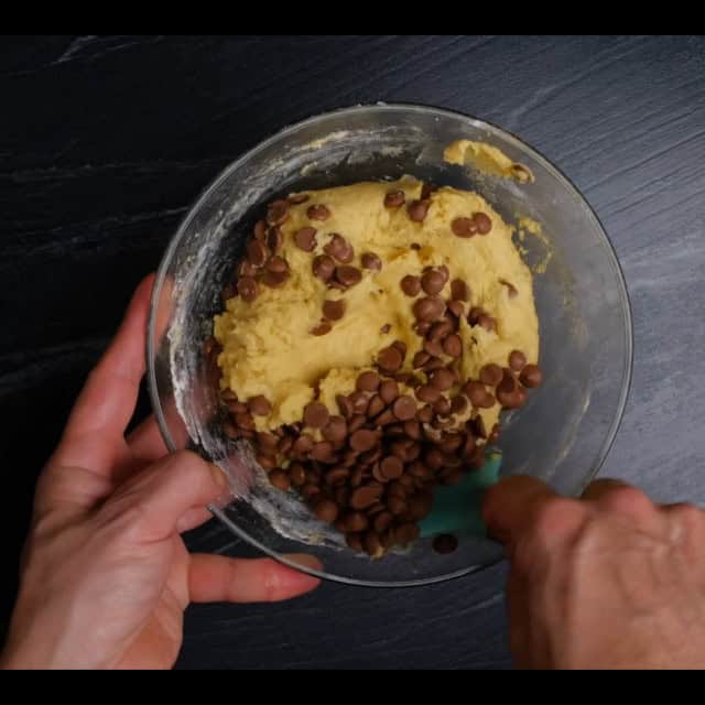 chocolate chips added for soft chocolate chip cookies.