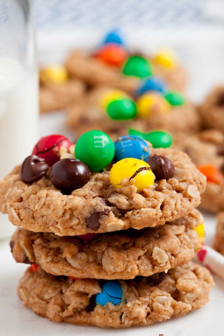 Monster cookies vertical stacked.