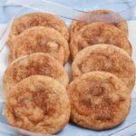 Overhead shot of chewy soft snickerdoodles with cinnamon-sugar coating.