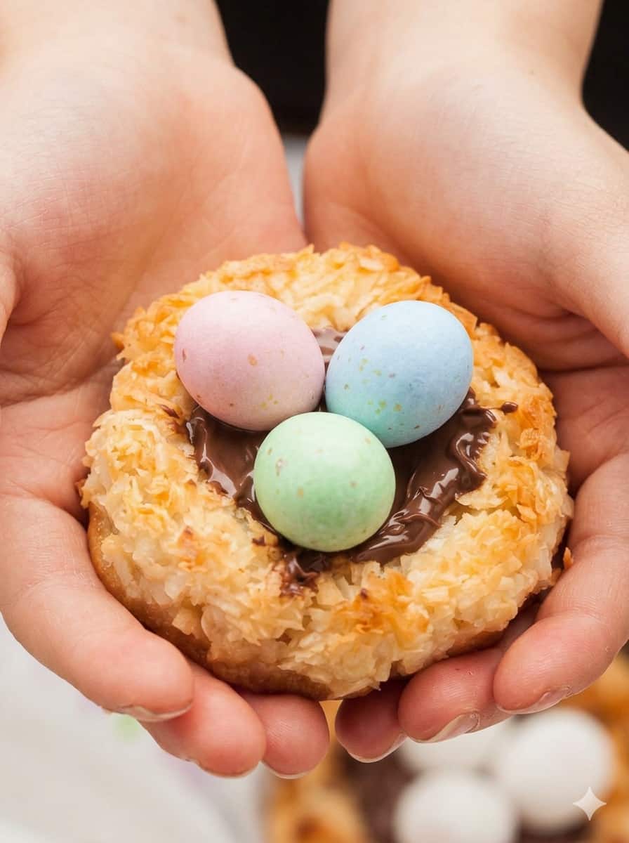 Bird's Nest Cookies held in hands.