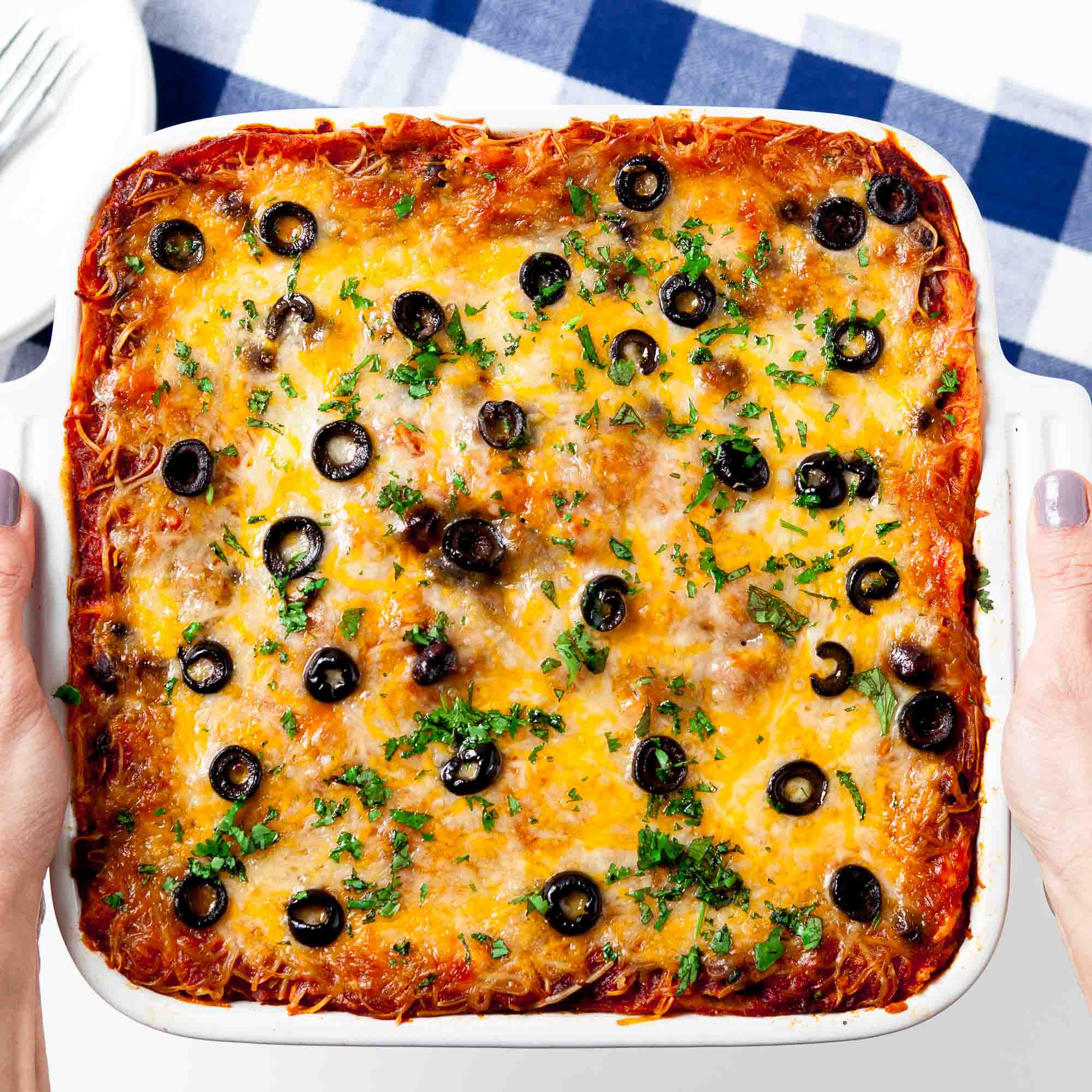 mexican breakfast casserole baked in a baking dish