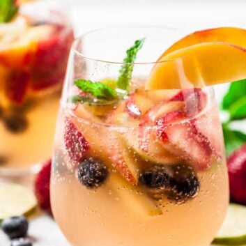 summer sangria with berries and fruits.