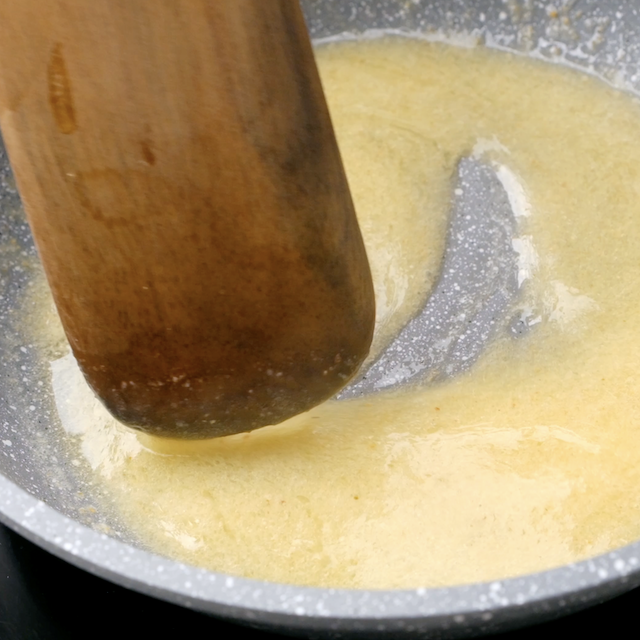 Lemon butter sauce being made for pan seared tilapia.