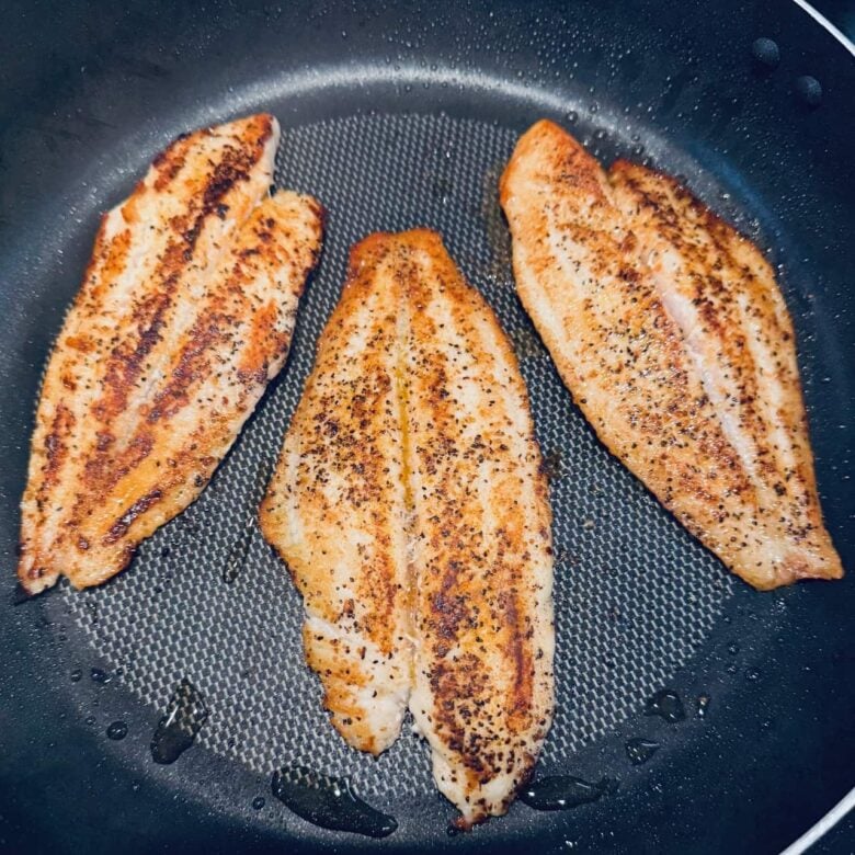Pan seared rockfish ready to serve.