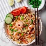 Thai fried rice with shrimp and jasmine rice.