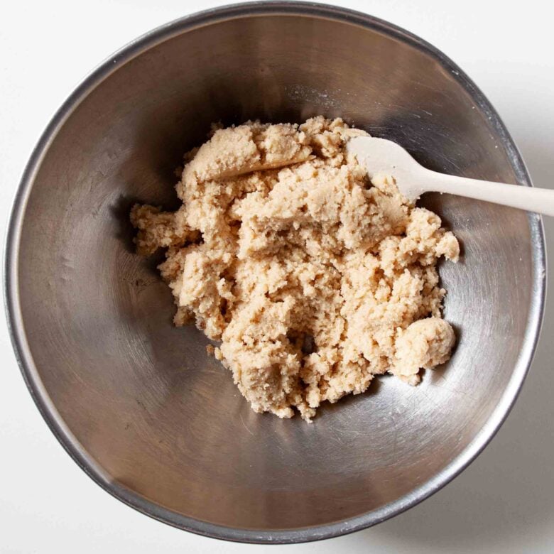 Butter and sugars creamed together to make snickerdoodle bars.