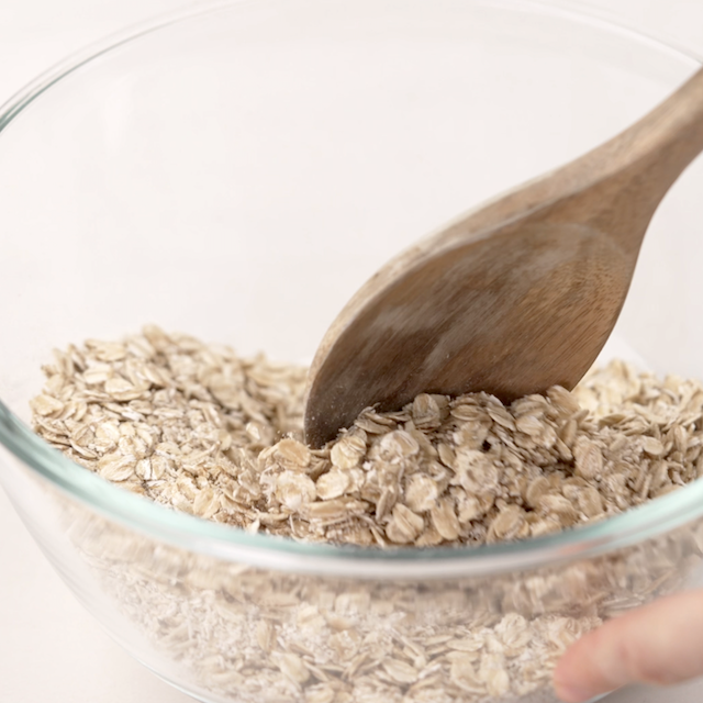 Dry ingredients to make apple oatmeal bars being mixed.