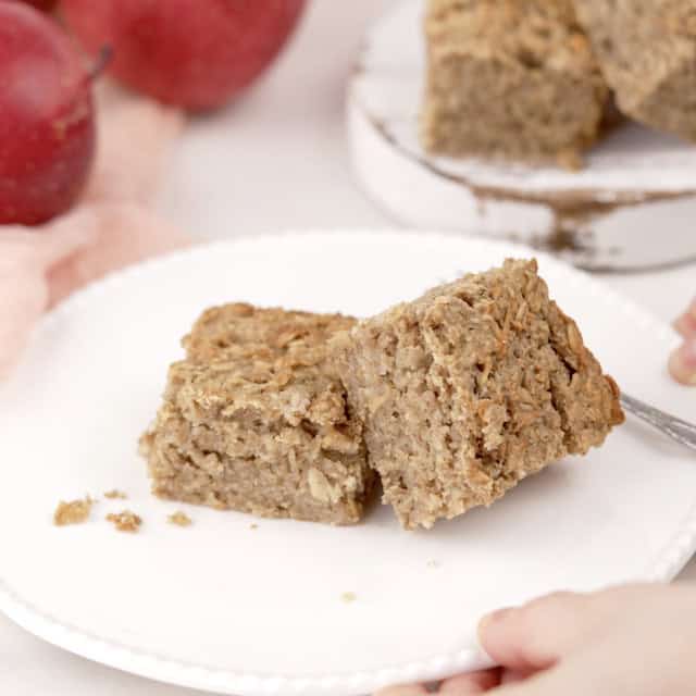 Freshly baked apple oatmeal bars, ready to serve.