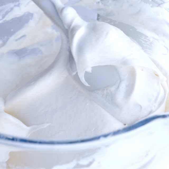 Angel food cake batter being folded.