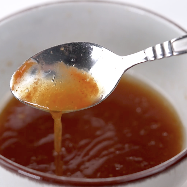 Potstickers dipping sauce being mixed.