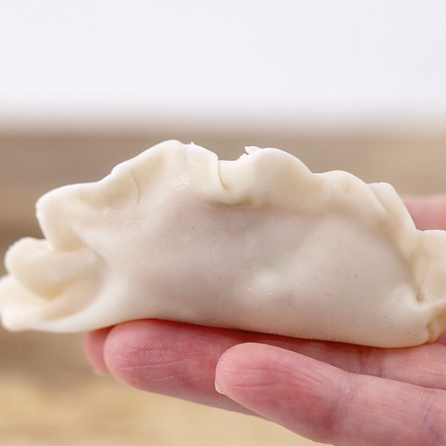 Crimped edges visible on potsticker.