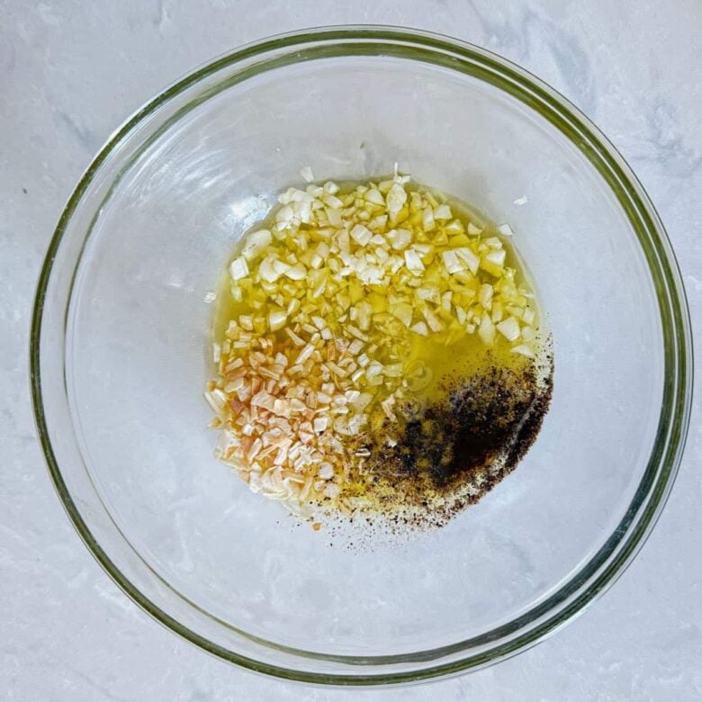 Greek Lemon Potatoes Ingredients in bowl.