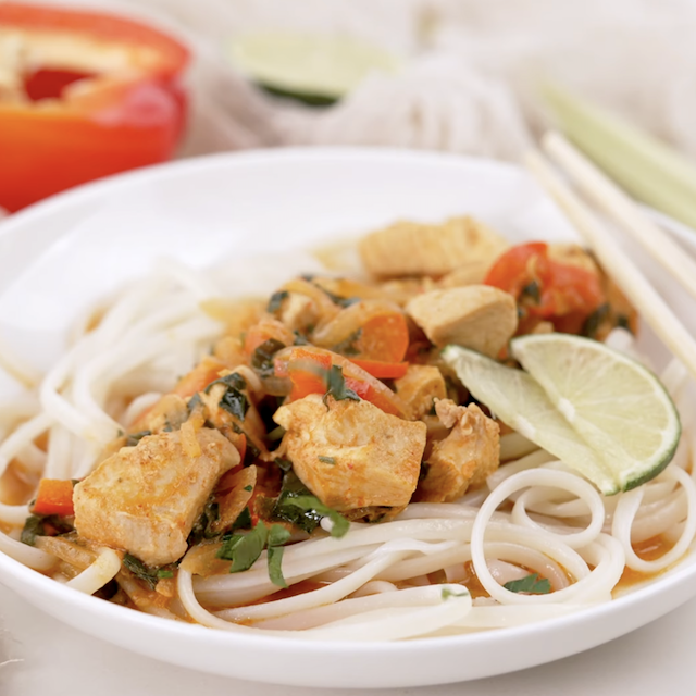 Thai curry noodles ready to serve.