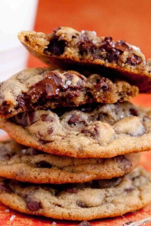 Stack of No Chill Chocolate Chip Cookies.