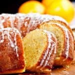 Close up of sliced Orange Bundt Cake.